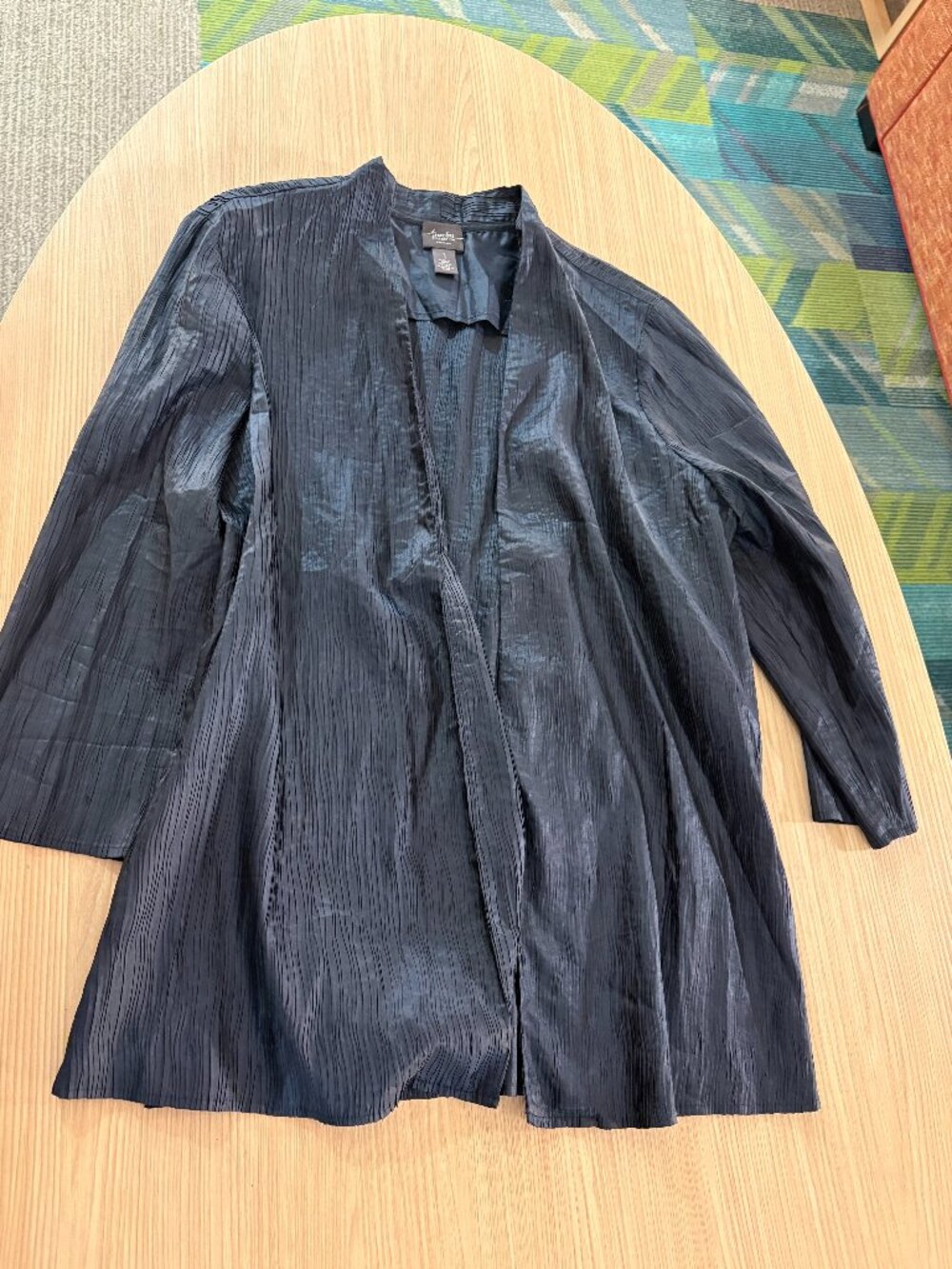 Chico's Travelers Open Front Cardigan Chico's Size 1 US Size 8-10 Crinkled Blue
